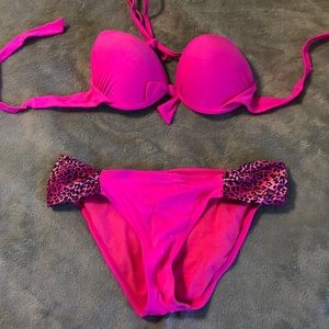 Neon pink bathing suit